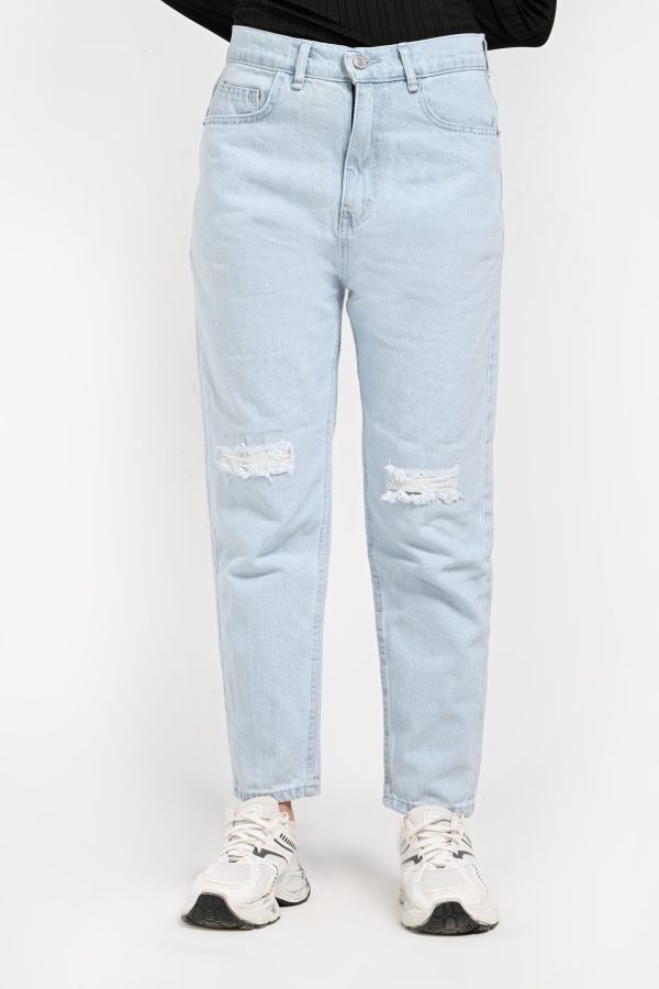 بنطلون جينز بوي فريند (Laser Slits) - ماركة Velaro