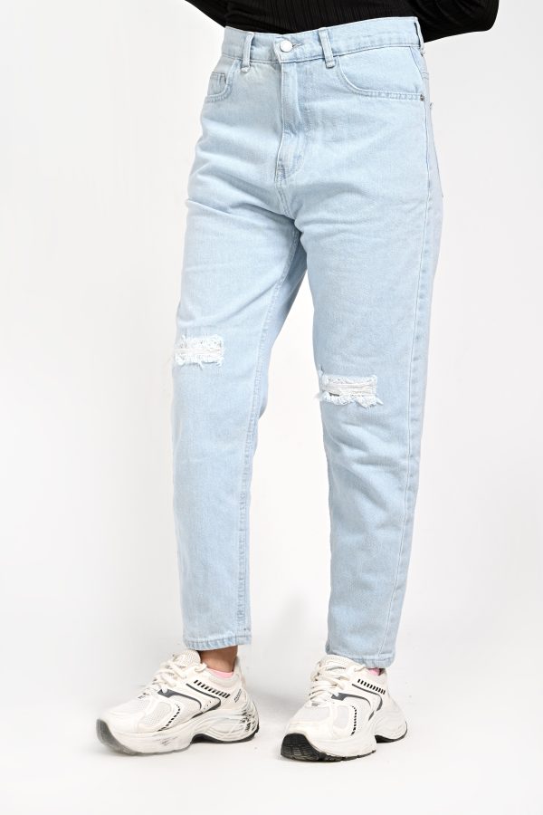 بنطلون جينز بوي فريند (Laser Slits) - ماركة Velaro